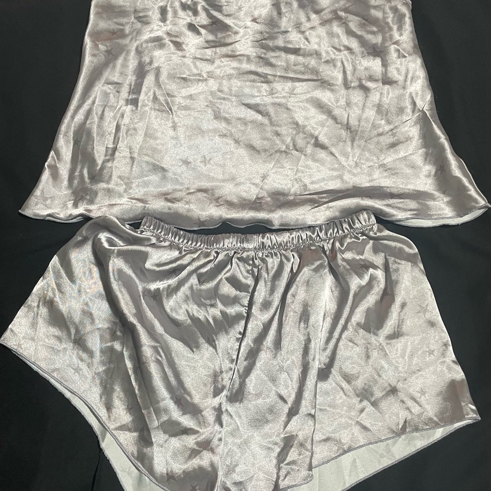 SHEIN Silver Satin Pajama Set